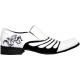 Fiesso White/Black Suede Trim & Embroidered Dragon Design Wrinkle Leather Shoes FI8136